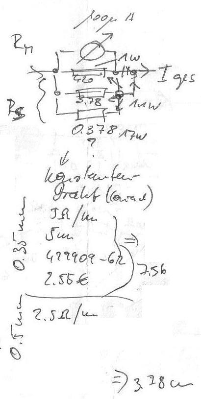 Strommeter, Berechnung Shuntwiderstand