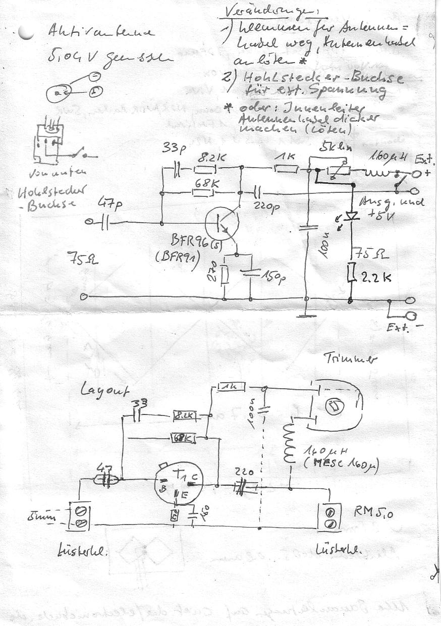 Schaltbild und Platinenlayout Antennenverstrker